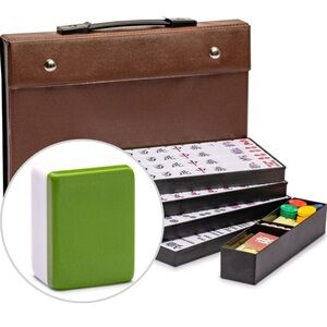 Yellow Mountain Imports Japanese Riichi Mahjong Set - Large White & Green Tiles